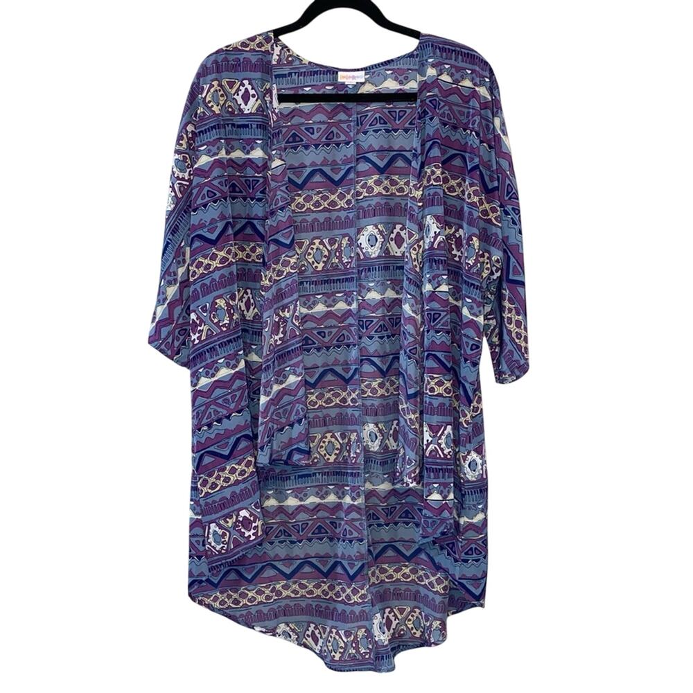 Lularoe Multicolored Patterned Open Front Kimono - image 1